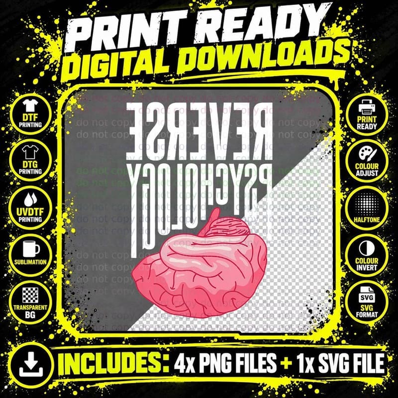 Reverse Psychology Funny Psychologist Student Png SVG Digital Bundle