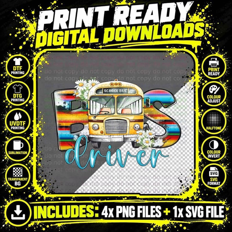 School Bus Driver Back to School T-Shirt Png SVG Digital Bundle