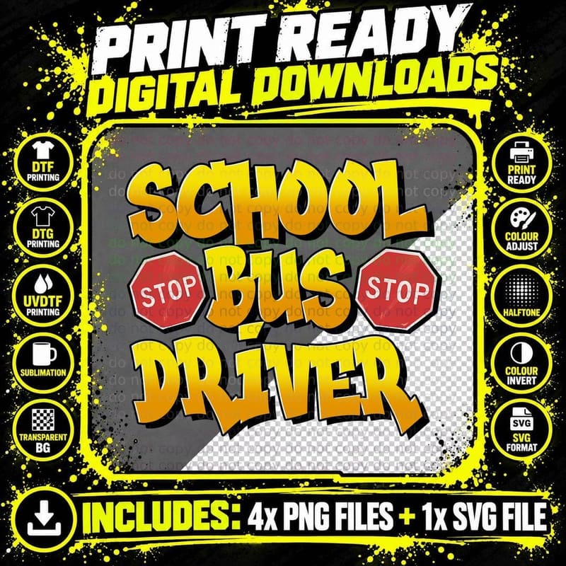 School Bus Driver Stop Back to School T-Shirt Png SVG Digital Bundle