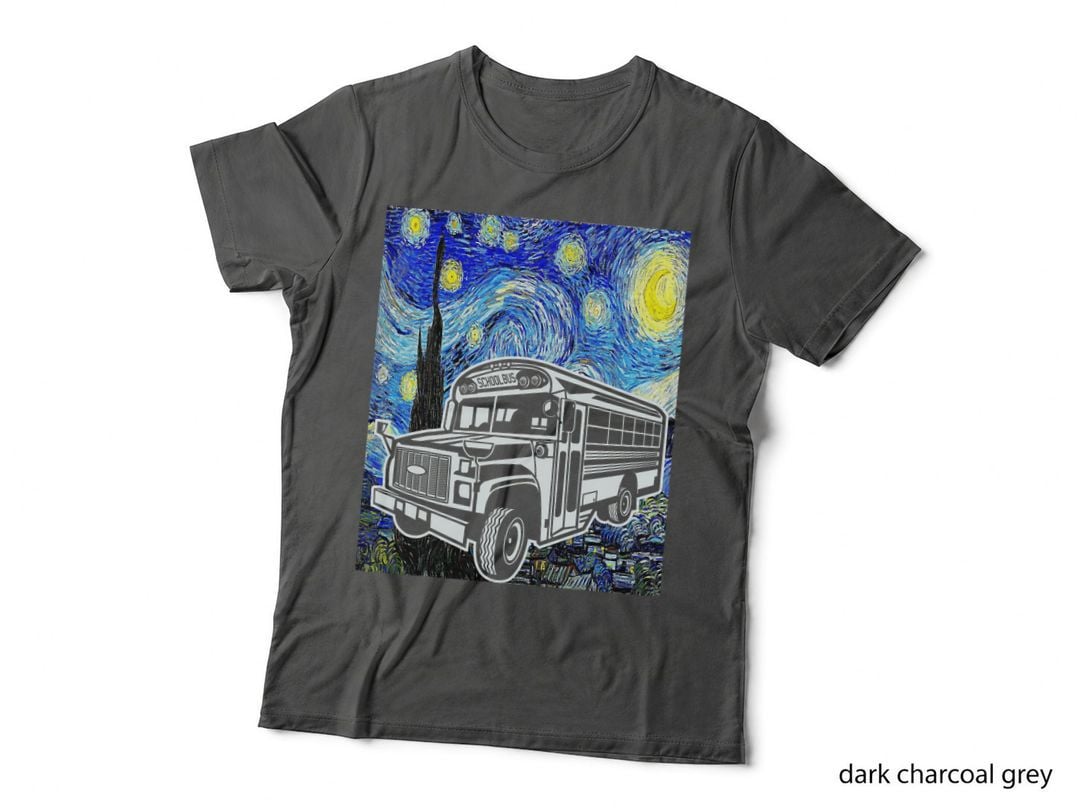 School Bus Starry Night School Bus Driver Van Gogh Painting T-Shirt