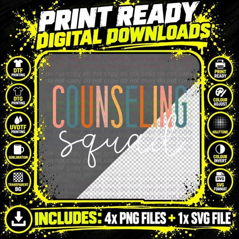 School Counselor Counseling Squad T-Shirt Png SVG Digital Bundle