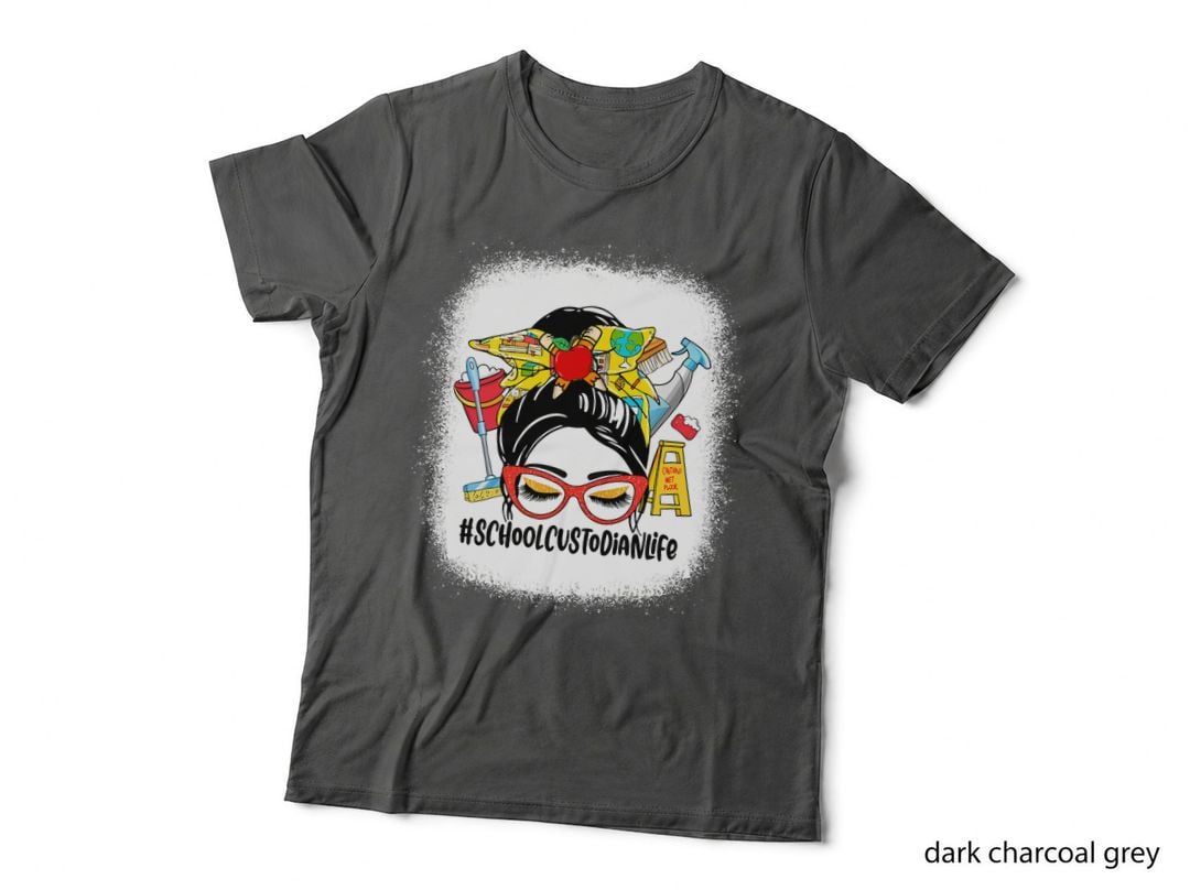 School Custodian Life Messy Bun Women School Custodian Gifts T-Shirt