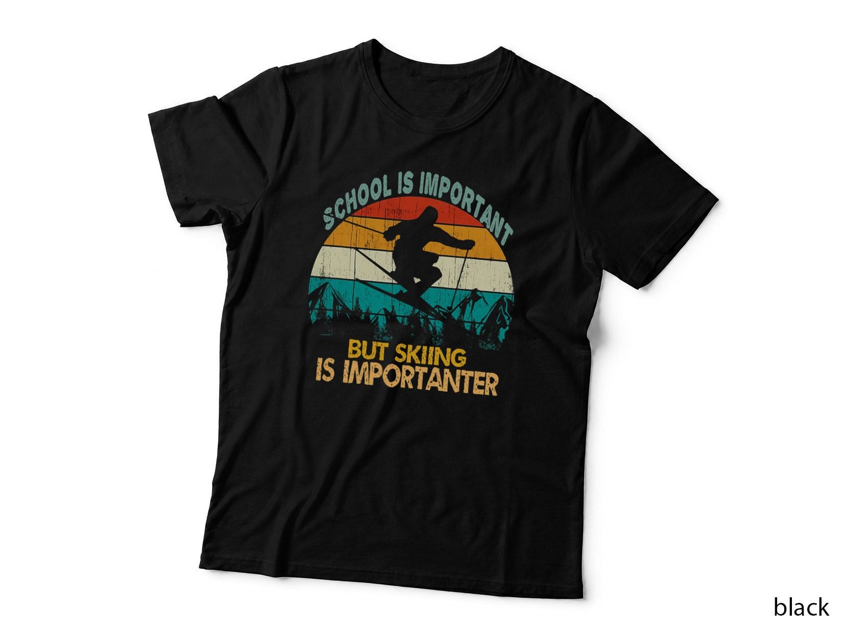 School Is Important but Skiing Is Importanter Vintage Retro T-Shirt