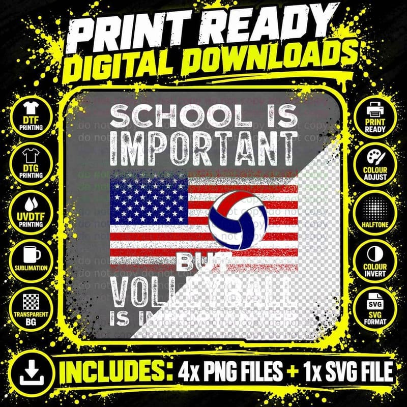 School Is Important but Volleyball Is Importanter Png SVG Digital Bundle