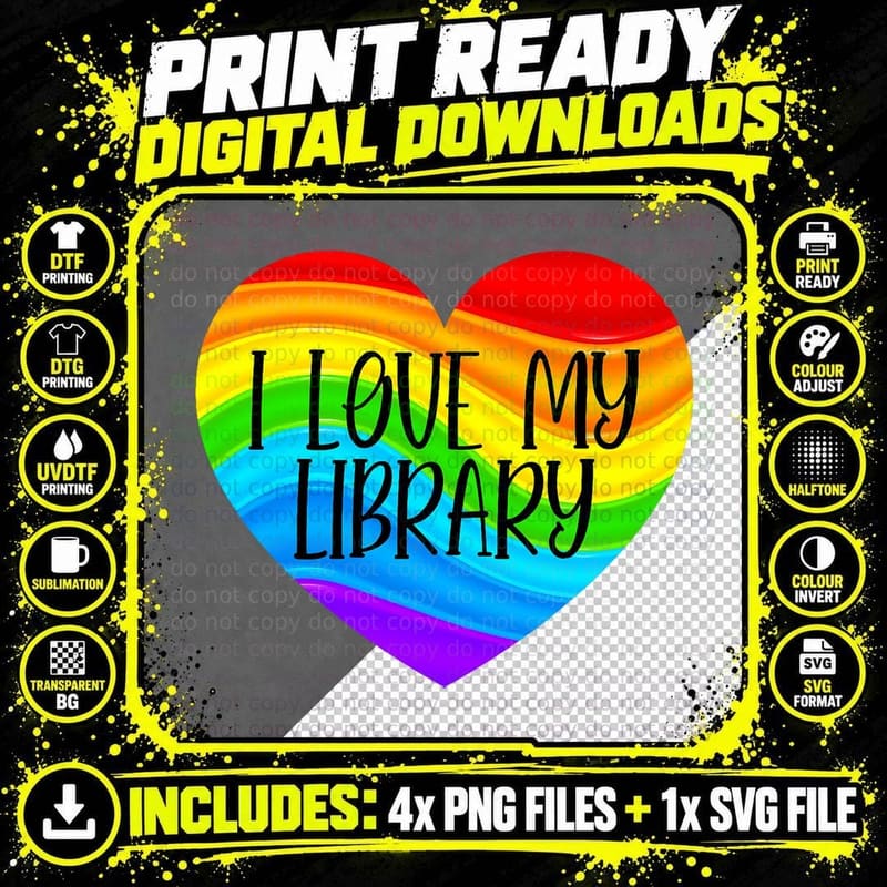 School Librarians Book and Reading Lover I Love My Png SVG Digital Bundle