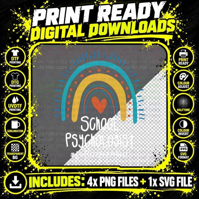 School Psychologist Psychology Psychologists T-Shirt Png SVG Digital Bundle