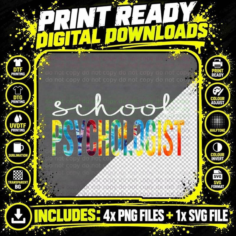 School Psychologist Tie Dye Appreciation Day Back to Png SVG Digital Bundle