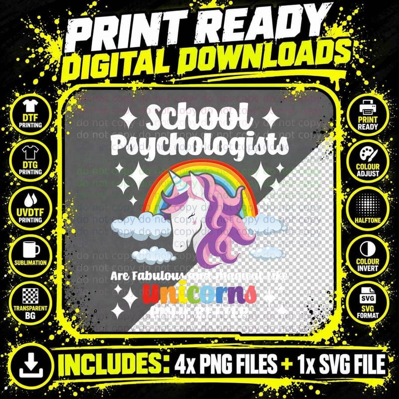 School Psychologists Are Fabulous and Magical - Png SVG Digital Bundle