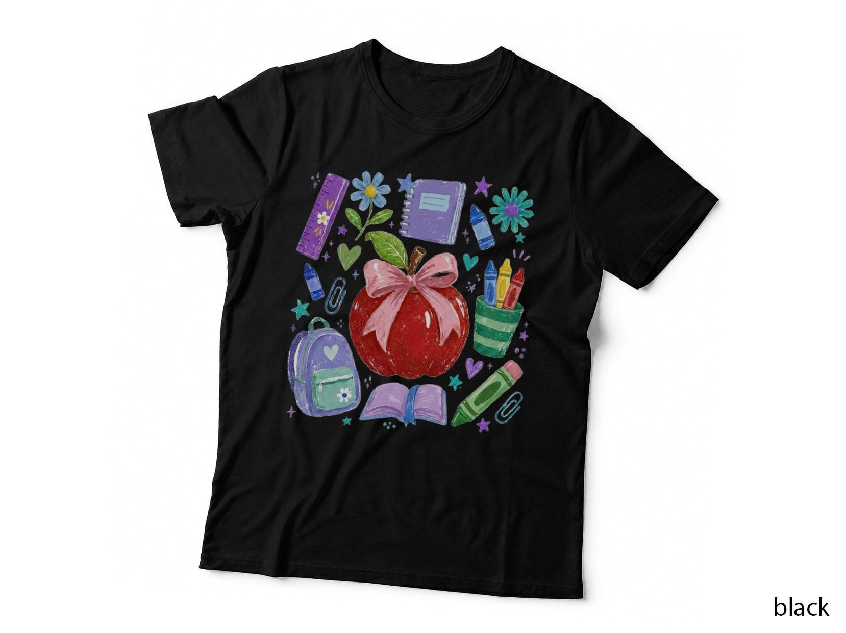School Supplies & Apple Artwork Back to School T-Shirt