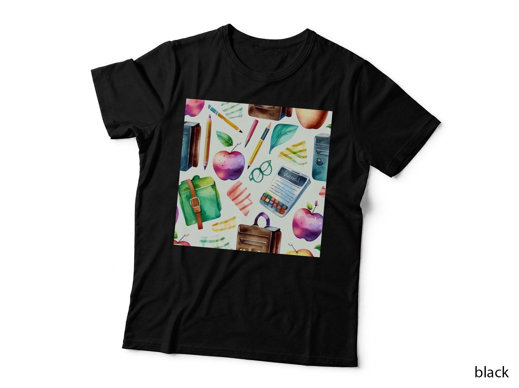School Supplies & Apples Pattern Back to School T-Shirt