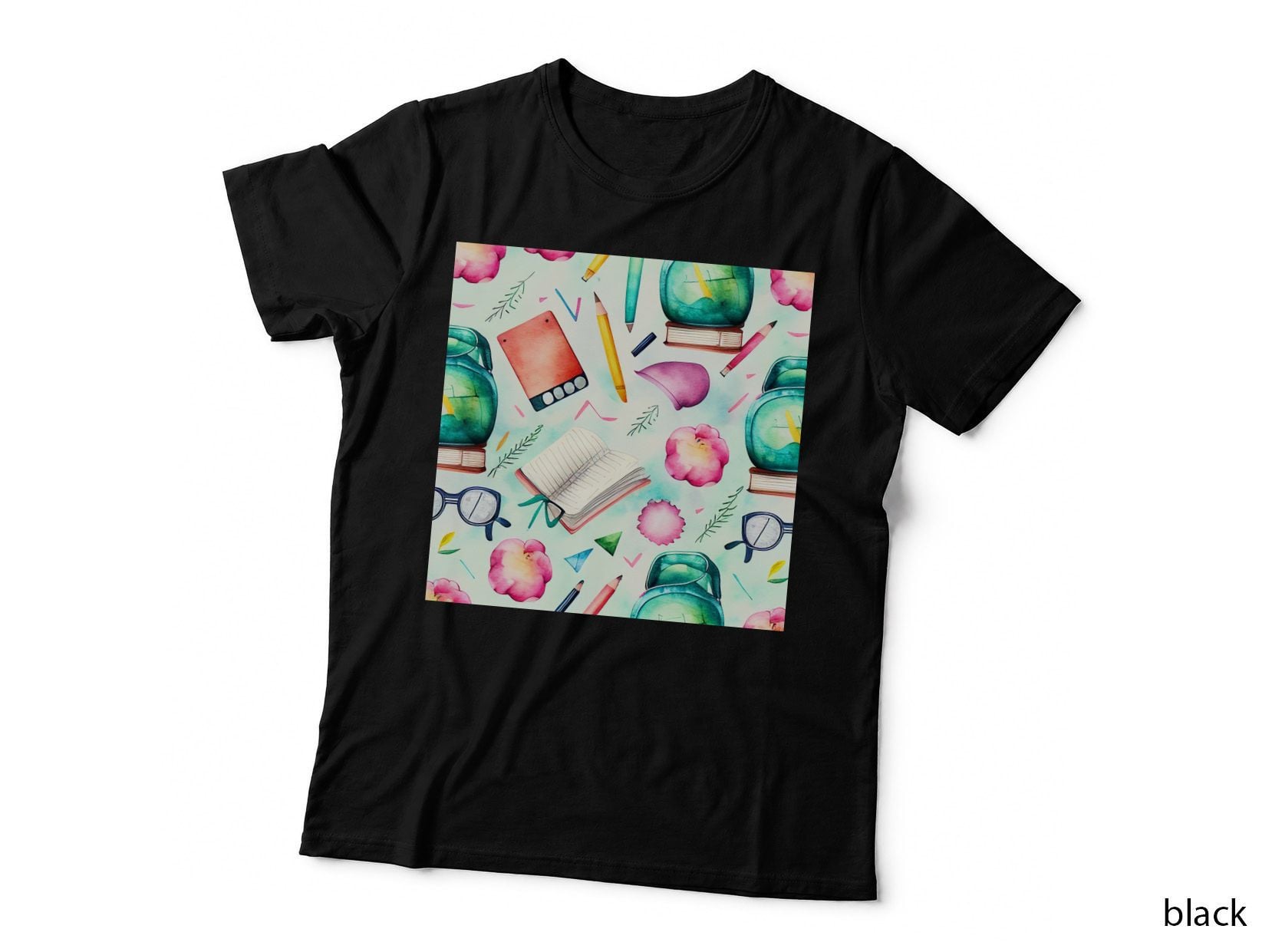 School Supplies & Flowers Back to School T-Shirt, Back to School Graphic Tee