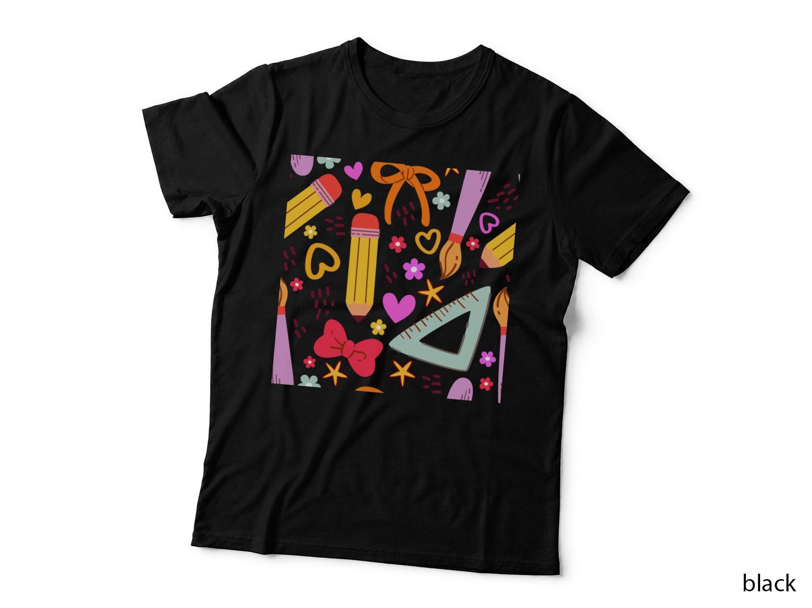 School Supplies & Hearts Back to School T-Shirt, Back to School Graphic Tee
