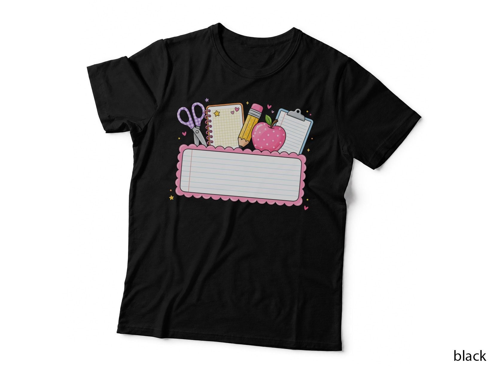 School Supplies Notebook Pencil Scissors Apple Back to School T-Shirt