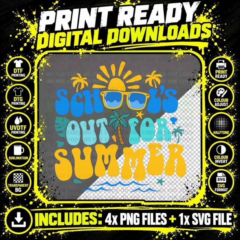 School's Out for Summer Vacation Retro Last Day of Png SVG Digital Bundle