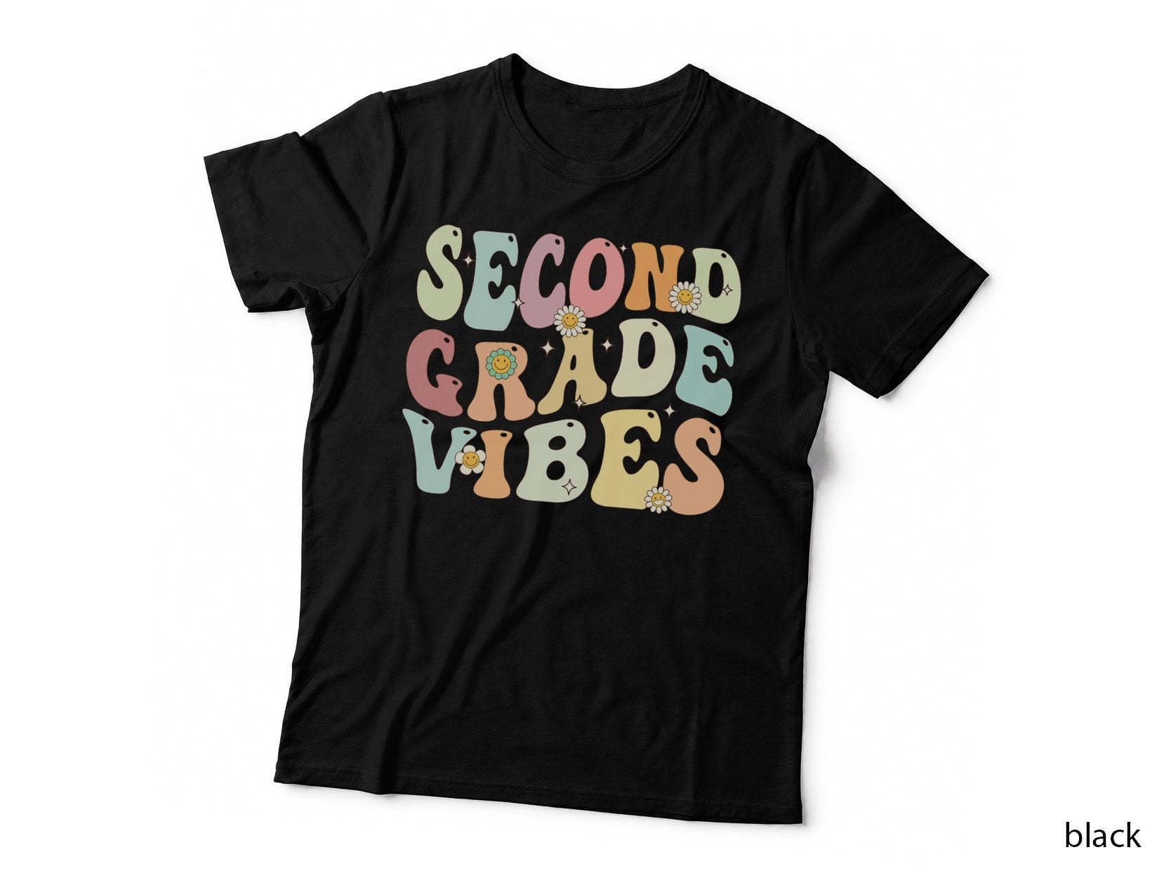 Second Grade Vibes Groovy Retro Back to School Teachers Kids T-Shirt