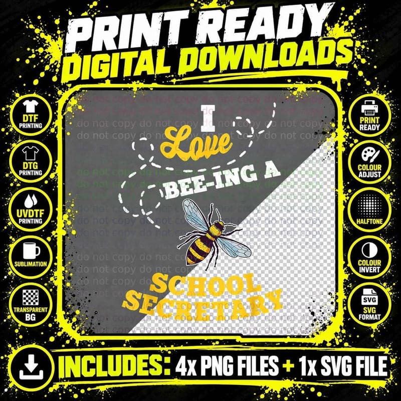 Secretary Honey Bee Job Profession I Love Bee-Ing a Png SVG Digital Bundle