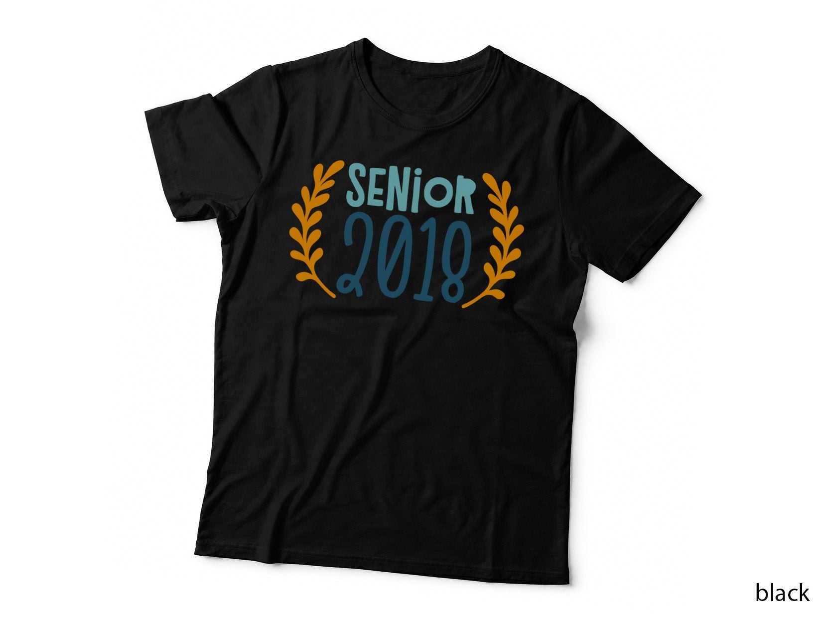Senior 2018 Blue Orange Leaves Graduation T-Shirt