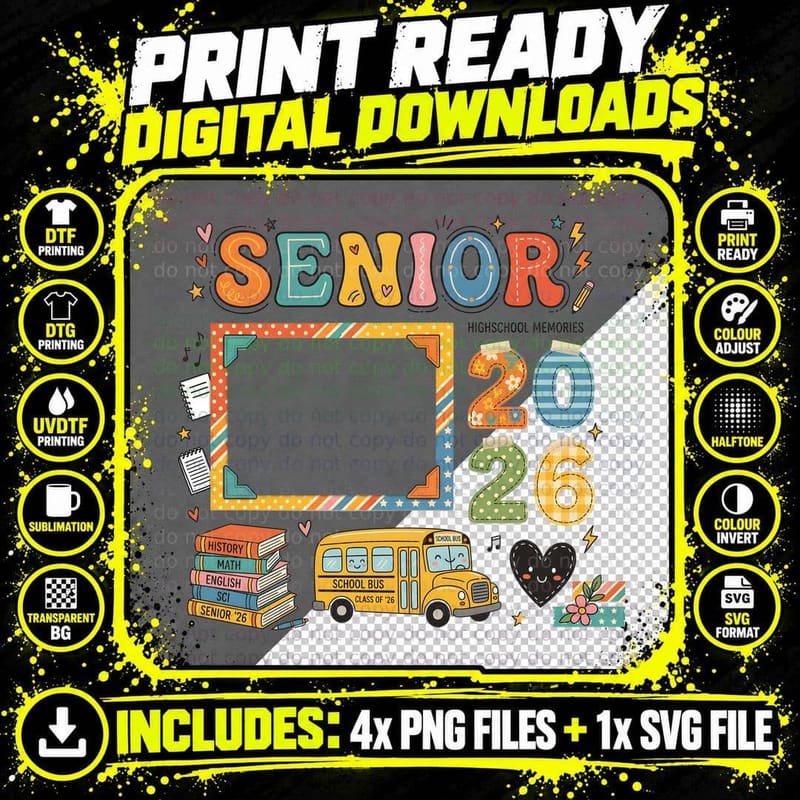 Senior Highschool Memories 2026 Graduation T-Shirt Png SVG Digital Bundle