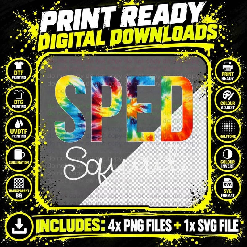 Sped Squad Tie Dye Appreciation Day Hello Back to School Png SVG Digital Bundle
