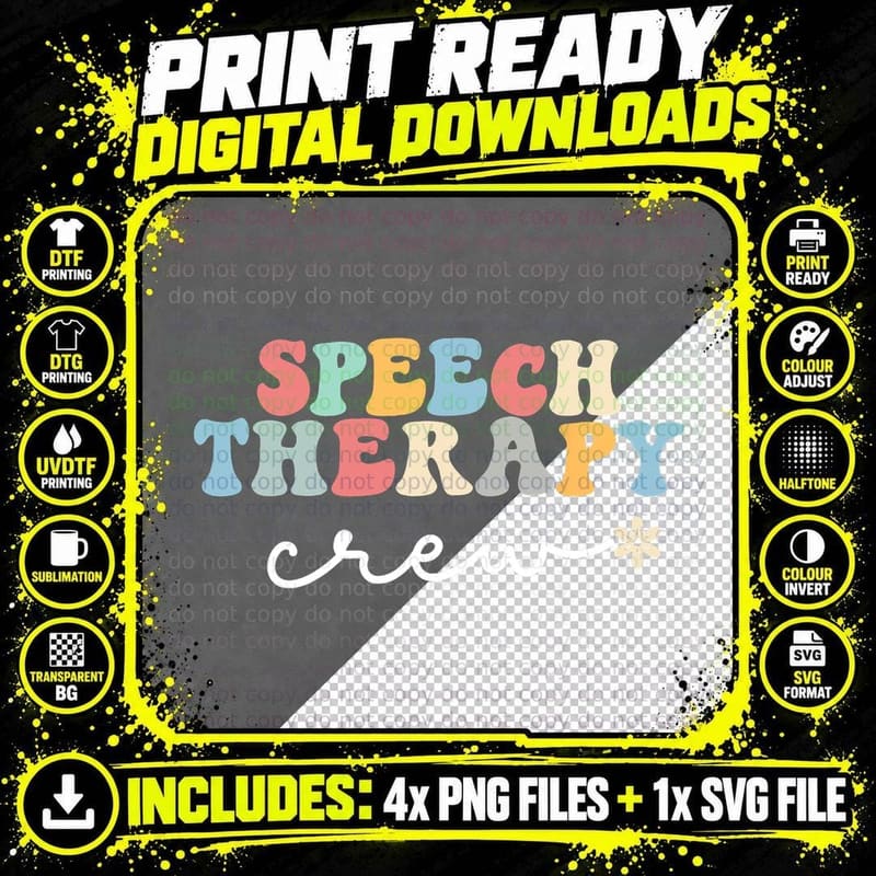 Speech Therapy Crew Speech Language Pathologist SLP Png SVG Digital Bundle
