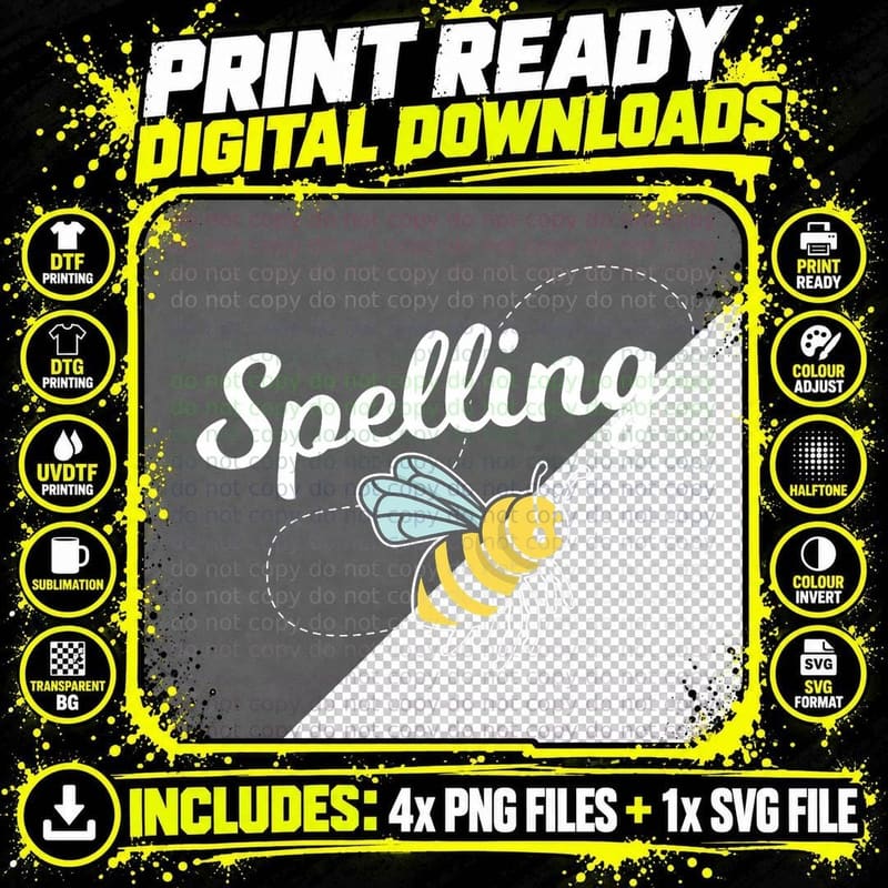 Spelling Bee Champion - School Competition Spelling Bee Png SVG Digital Bundle