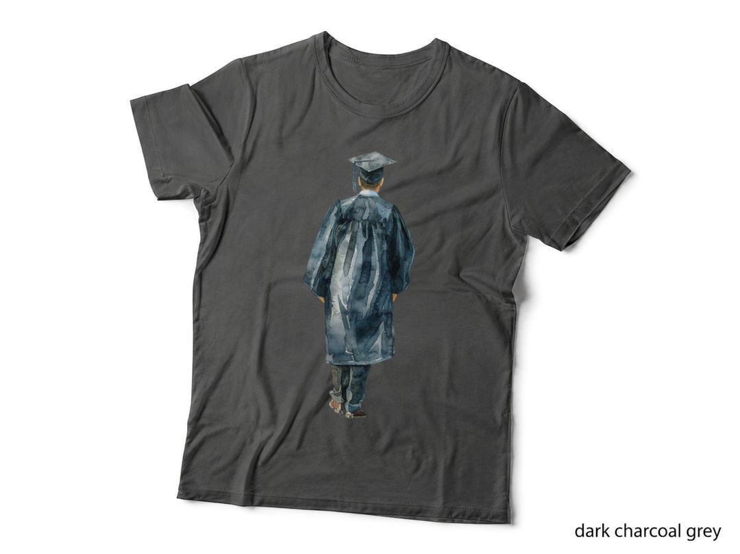 Student Robe Back View Cap Graduation T-Shirt, Senior Grad Graphic Tee