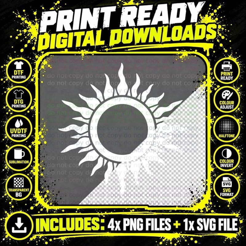 Sunburst Flame Design Back to School T-Shirt Png SVG Digital Bundle