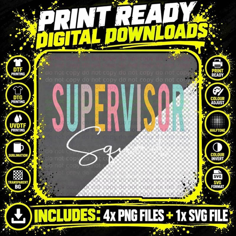 Supervisor Squad Colorful Appreciation Day Back to Png SVG Digital Bundle