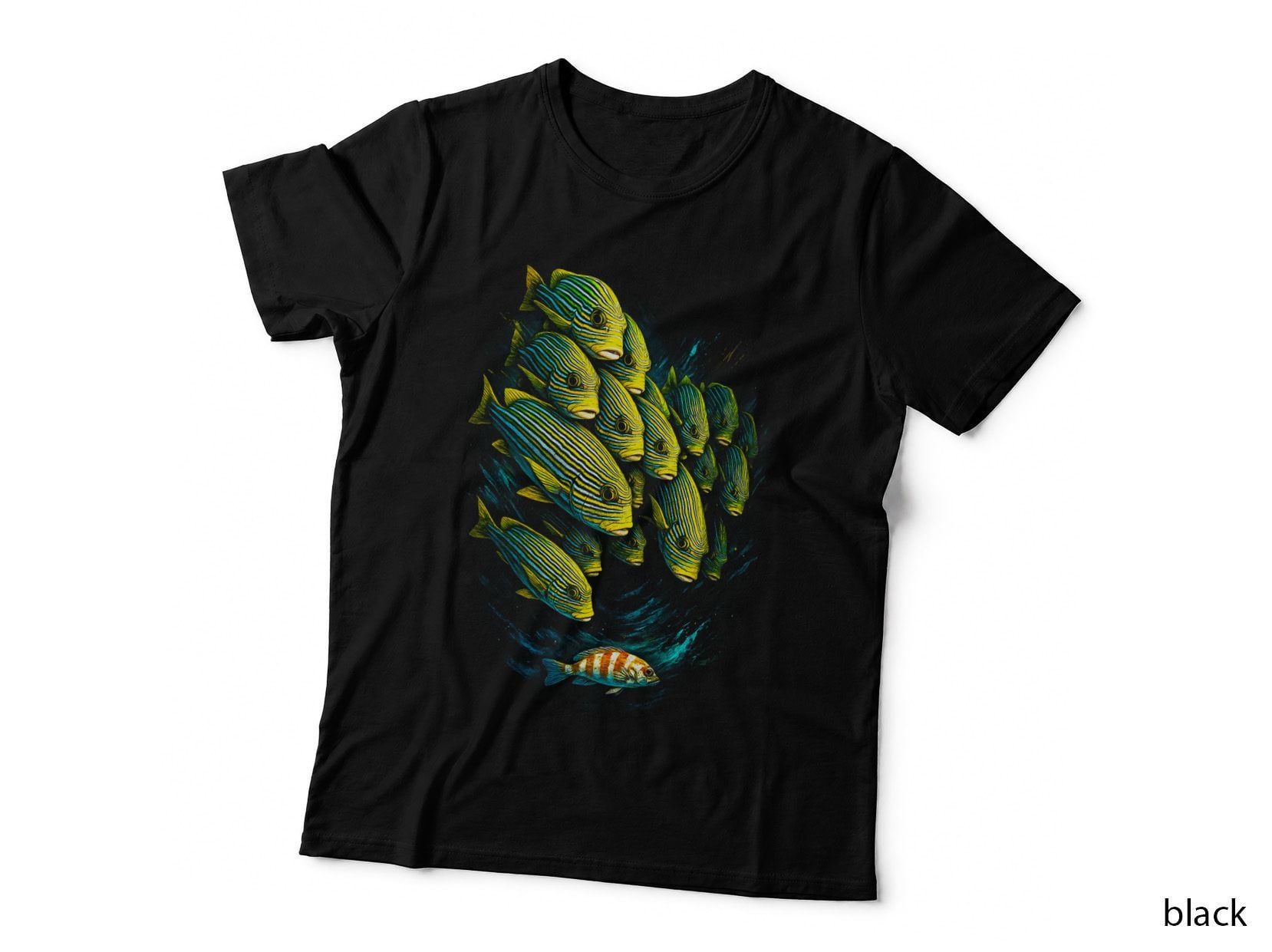 Surgeonfish T-Shirt, Halftone Striped Surgeonfish School Graphic Tee