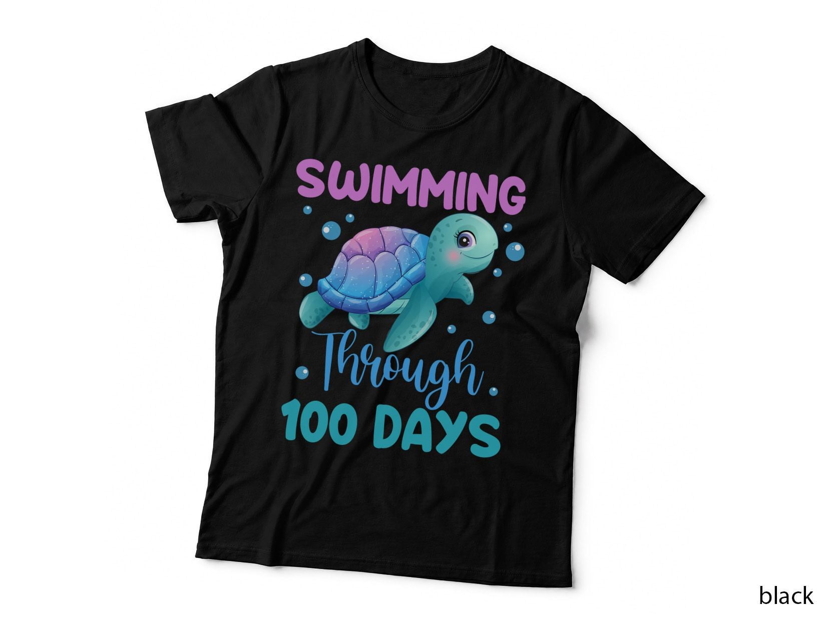 Swimming Through 100 Days Cute Turtle 100th Day of School T-Shirt
