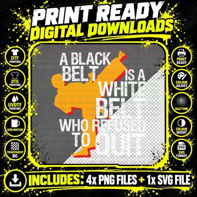 Taekwondo and Karate Black-Belt Martial Art Student Png SVG Digital Bundle