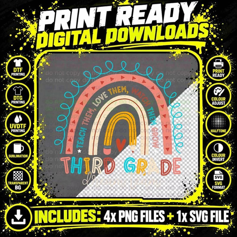 Third Grade Dream Team Retro Groovy First Day of School Png SVG Digital Bundle