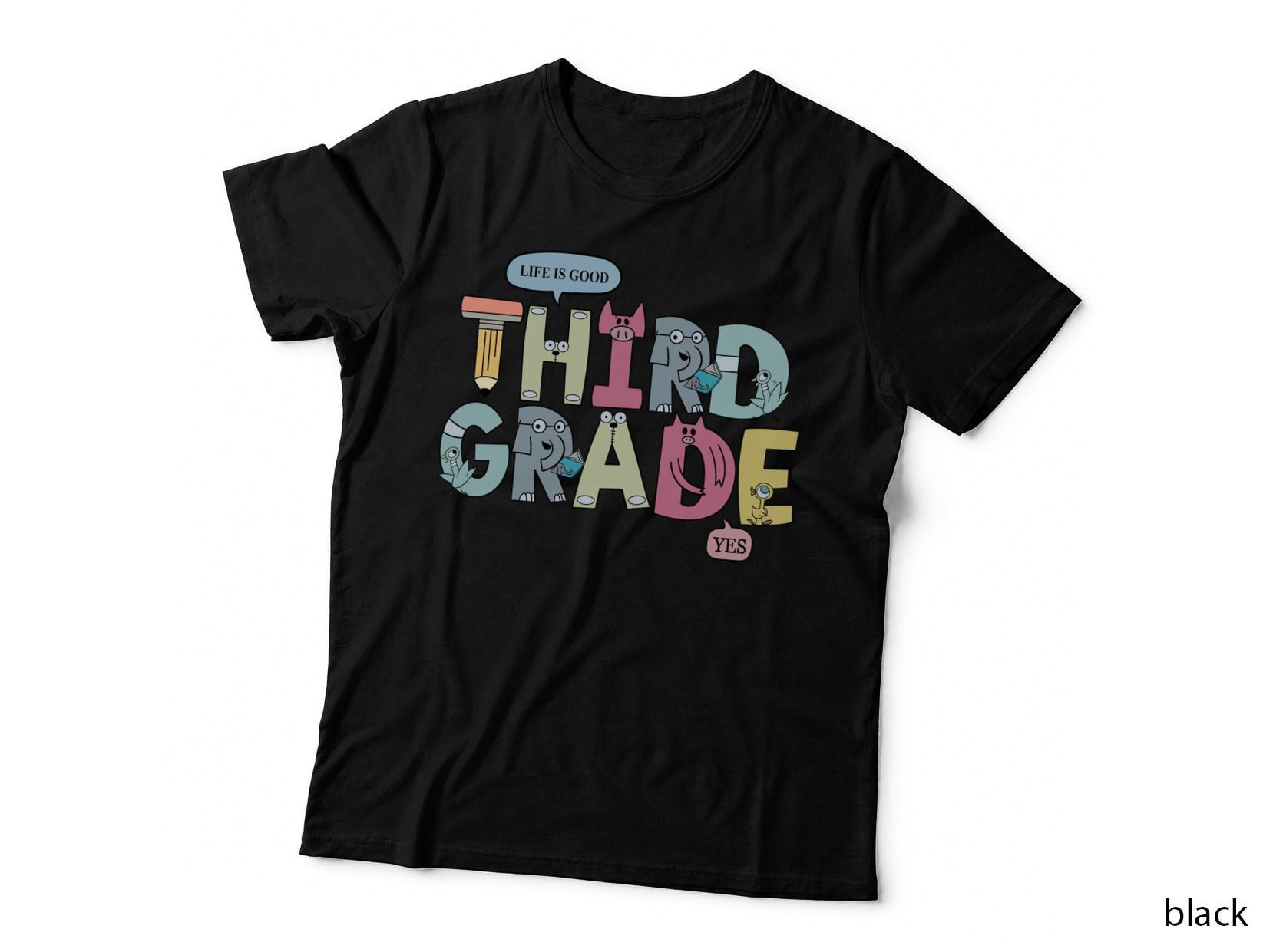 Third Grade Elephant and Pig T-Shirt, Back to School Style, Kids Apparel T-Shirt