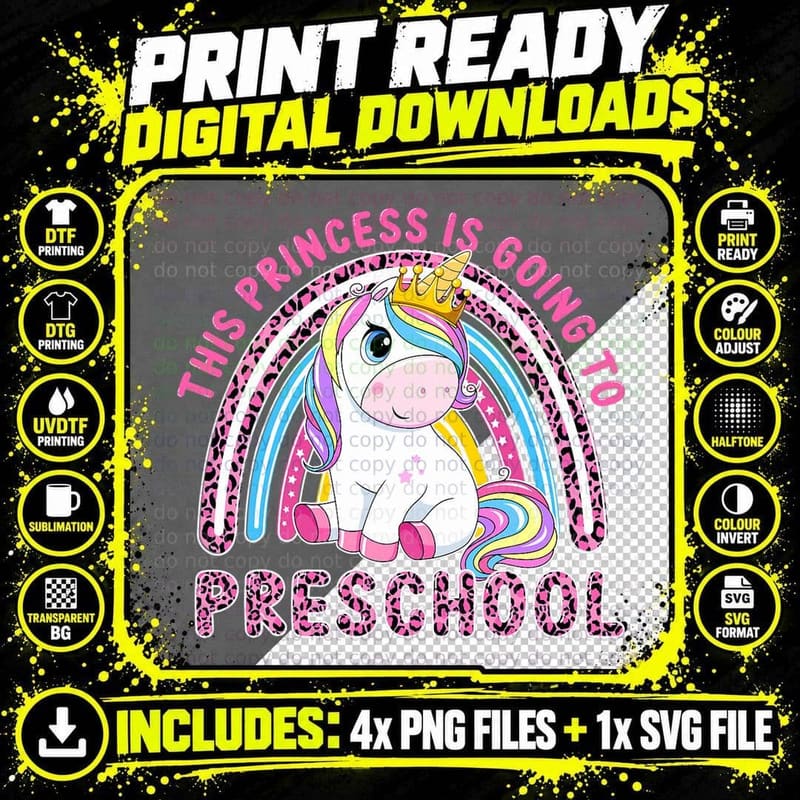 This Little Princess Is Going to Preschool Back to Png SVG Digital Bundle