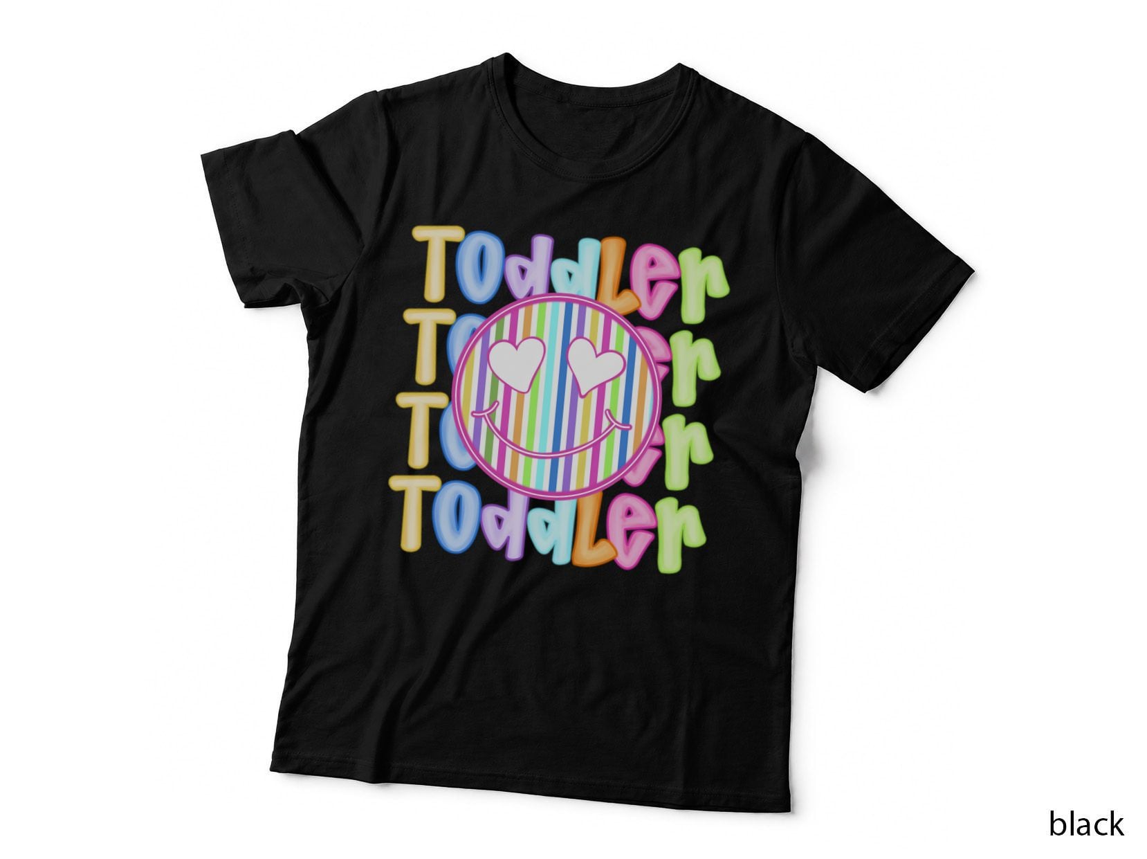 Toddler Back to School T-Shirt, Pastel Striped Smiley Face Graphic Tee