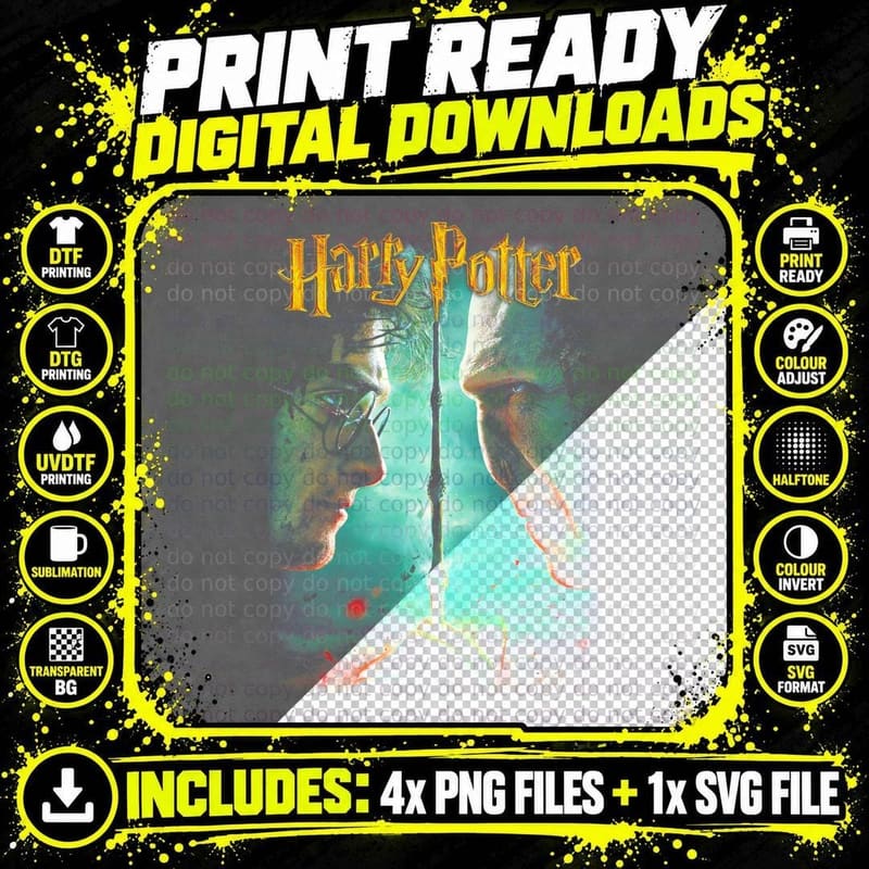 Vs Voldemort DTF T-Shirt, Wizard Battle Print Png SVG Digital Bundle