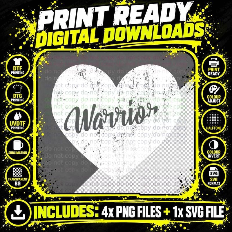 Warriors School Sports Fan Team Spirit Mascot Heart Gift Png SVG Digital Bundle