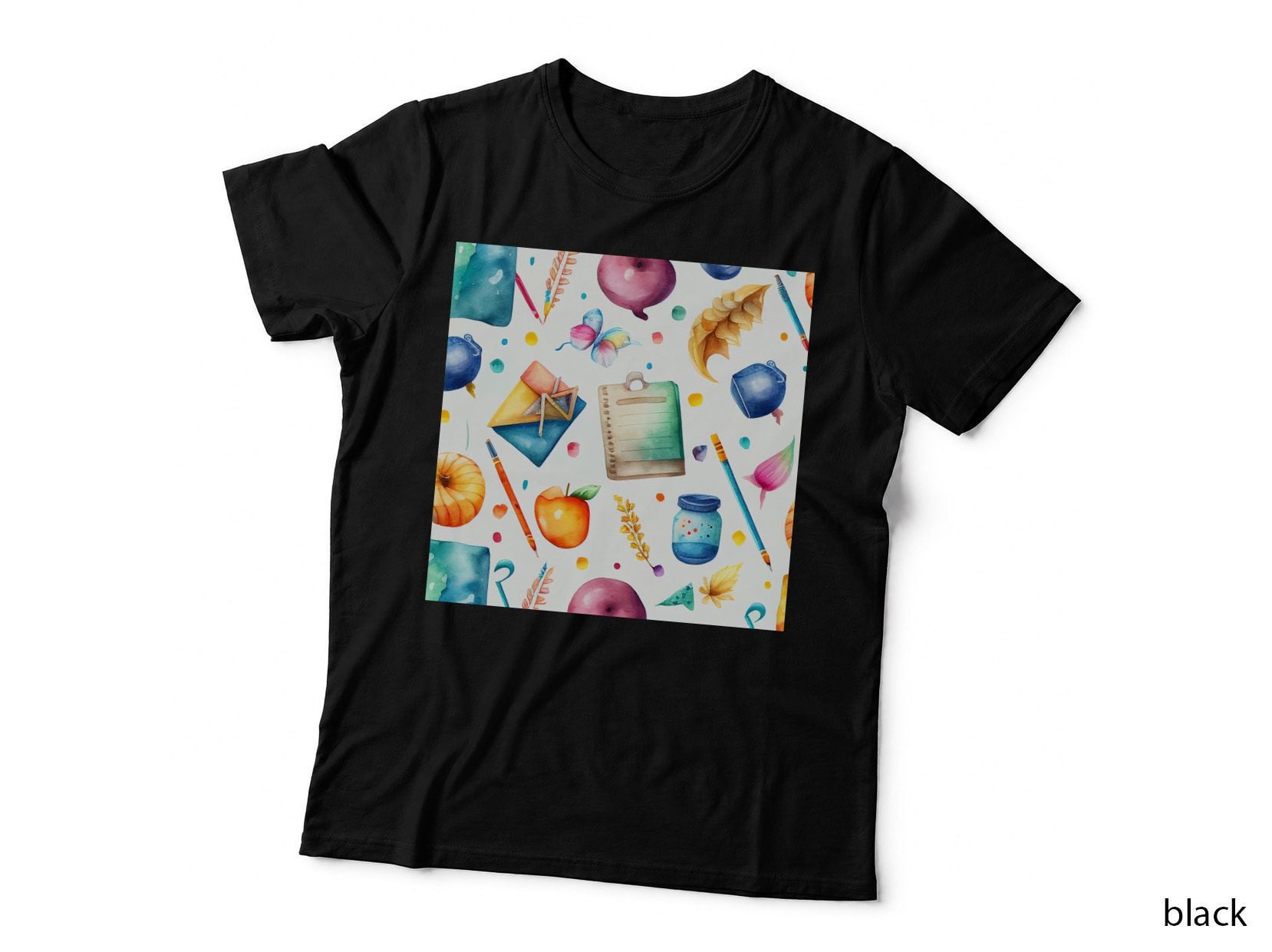 Watercolor Autumn Still Life Back to School T-Shirt, Back to School Graphic Tee