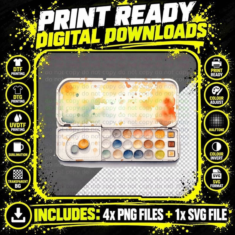 Watercolor Palette Artistic Design Back to School T-Shirt Png SVG Digital Bundle