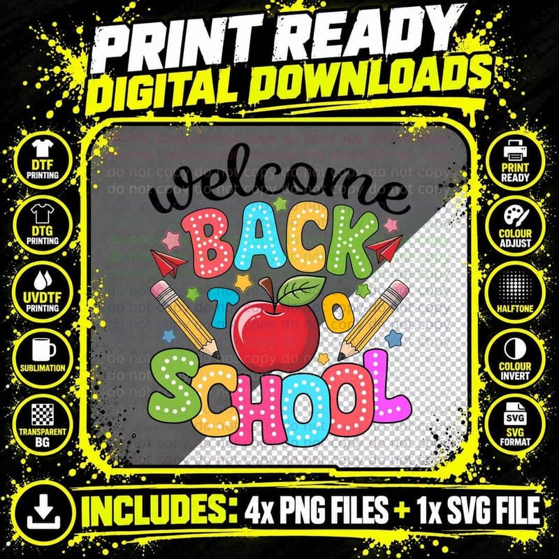 Welcome Back to School Back to School T-Shirt Png SVG Digital Bundle