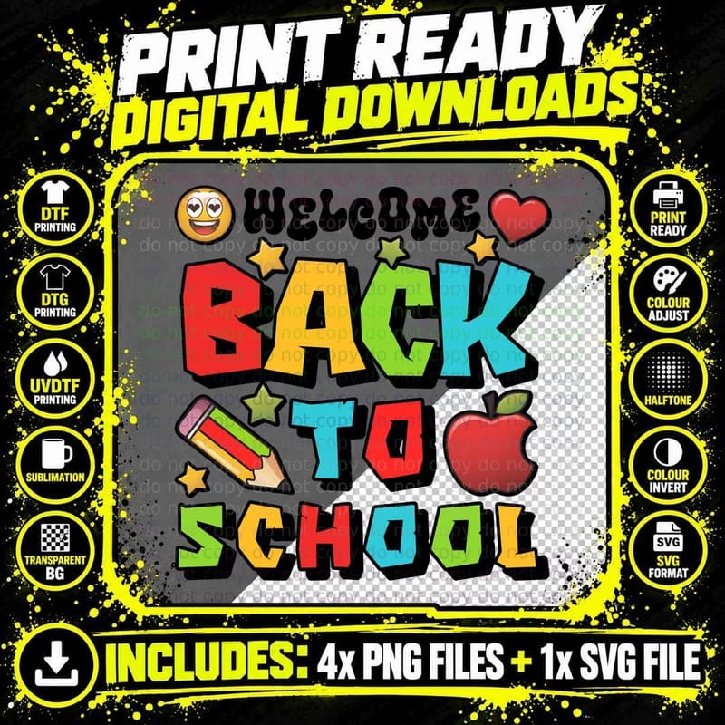 Welcome Back to School Back to School T-Shirt Png SVG Digital Bundle