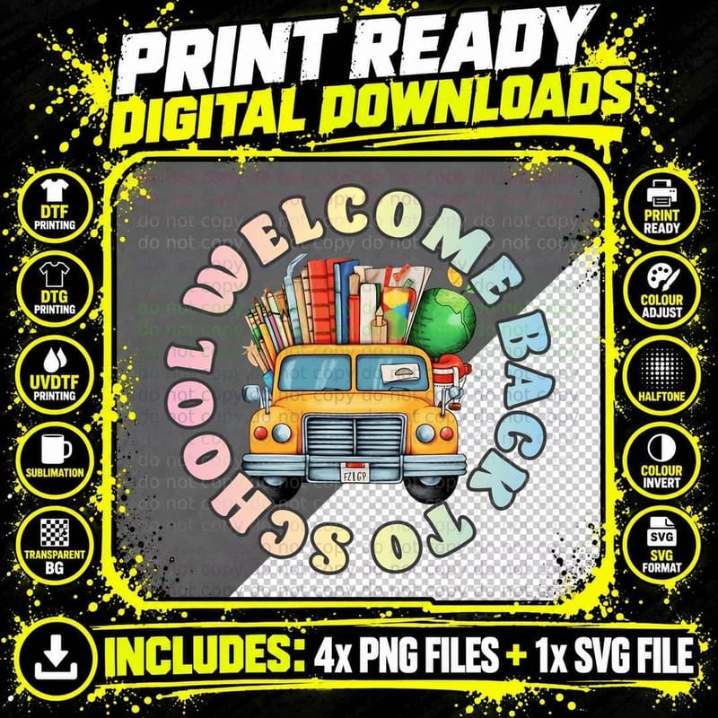 Welcome Back to School Back to School T-Shirt Png SVG Digital Bundle