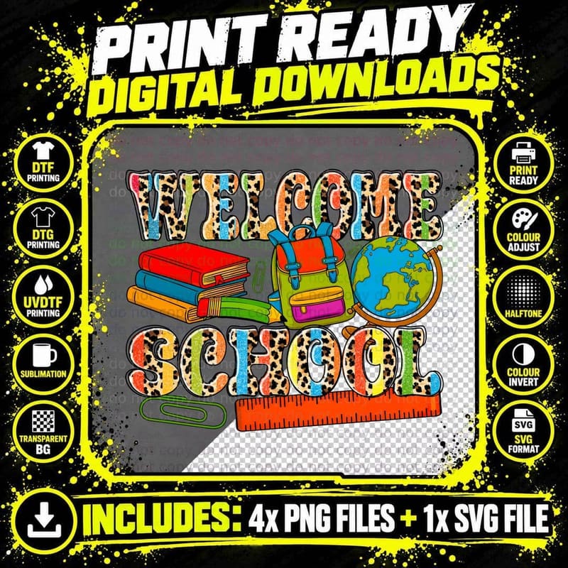 Welcome School Back to School T-Shirt Png SVG Digital Bundle