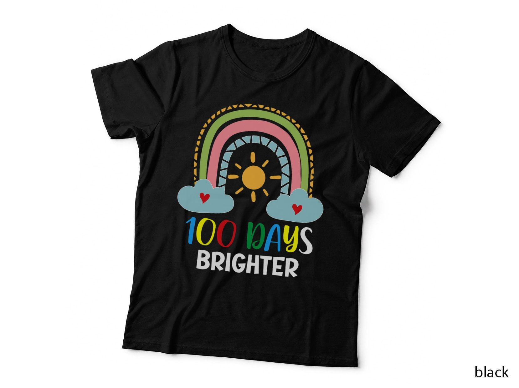 100 Days Brighter 100th Day of School Pink Rainbow T-Shirt