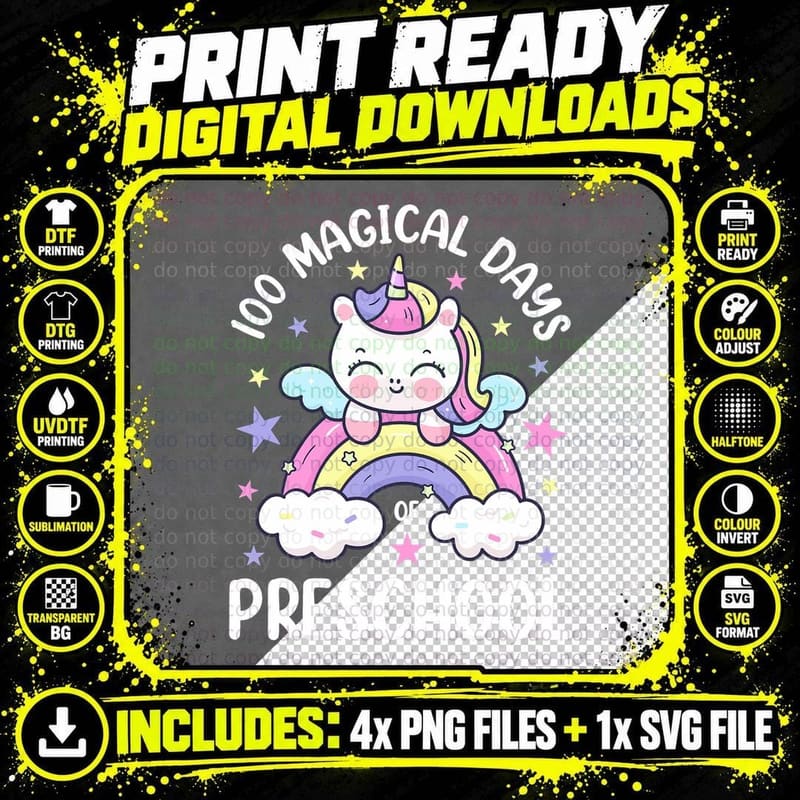 100th Day of School Boys Girls 100 Magical Days of Png SVG Digital Bundle