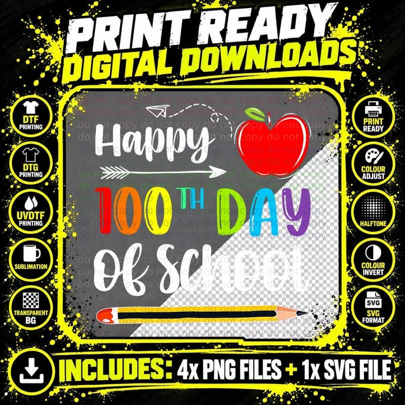 100th Day of School Teachers Costume 100 Days Students Png SVG Digital Bundle