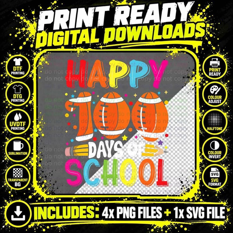 100th Day of School Teachers Kids Child Happy 100 Days Png SVG Digital Bundle