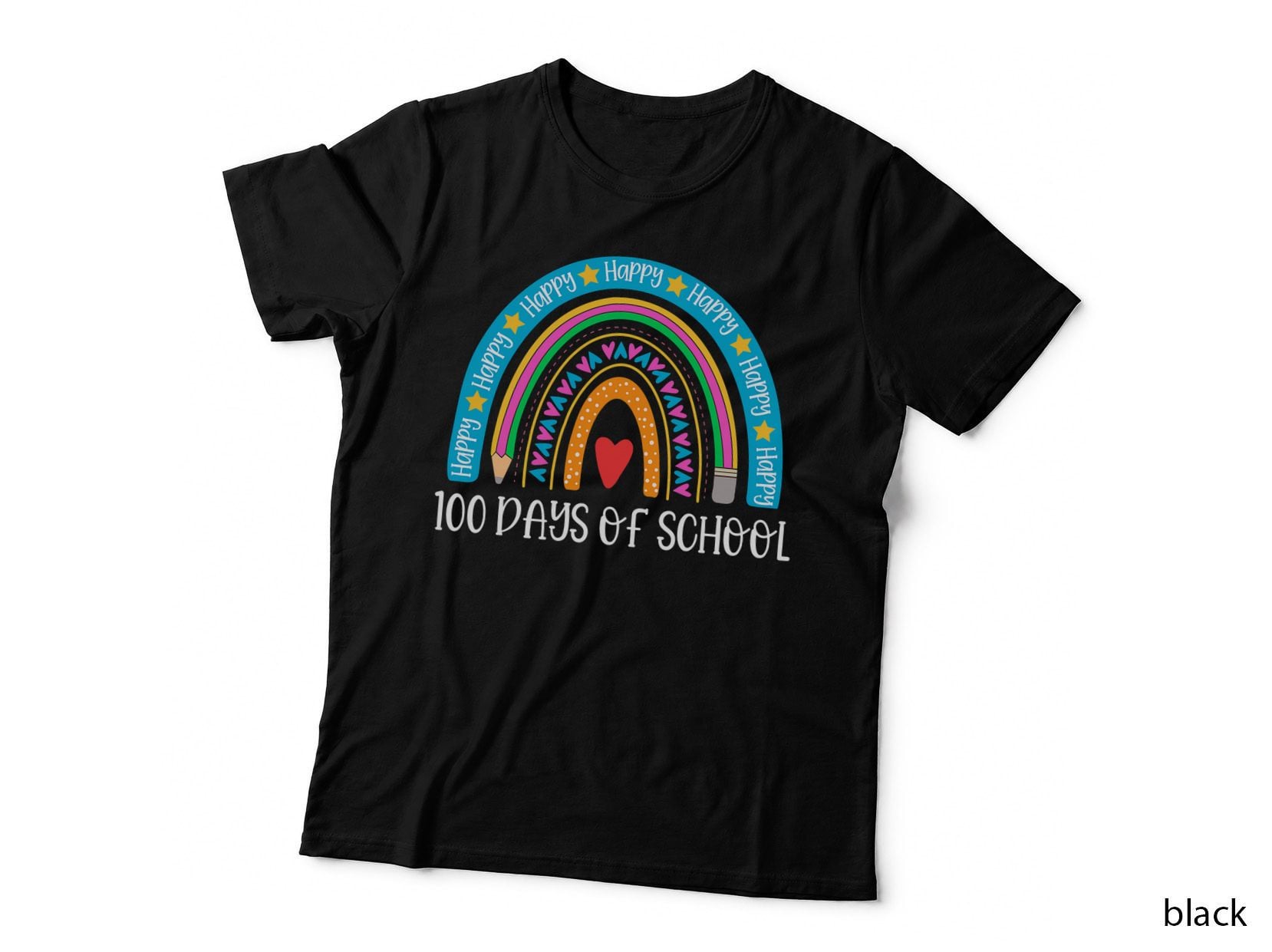 100th Day of School Teachers Women Rainbow Happy 100 Days T-Shirt