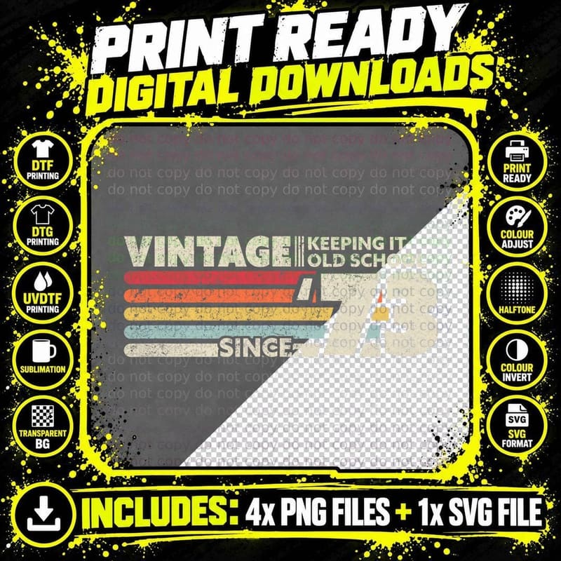 1973 Vintage T-Shirt, Keeping It Old School Since '73 Png SVG Digital Bundle