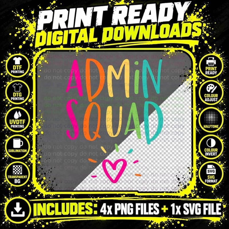 Admin Squad Administrator Appreciation School Png SVG Digital Bundle